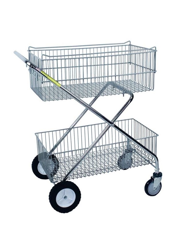 Deluxe two level wire utility push cart free shipping