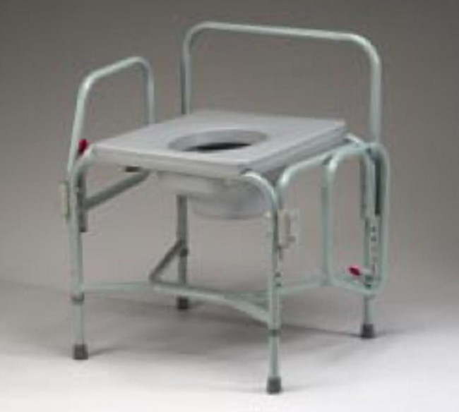 Heavy Duty Drop Arm Commode with Elongated Seat