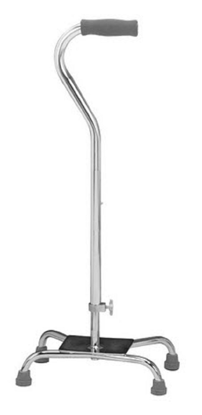 Carex Large Base Silver Soft Cushion Handle Quad Cane