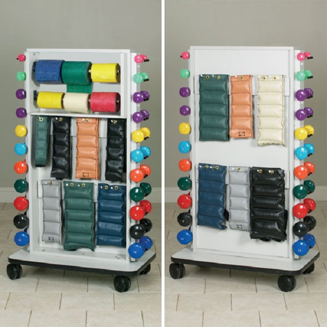 Mobile Weight Rack for Cuff Weights, Dumbbells, and Resistance Bands