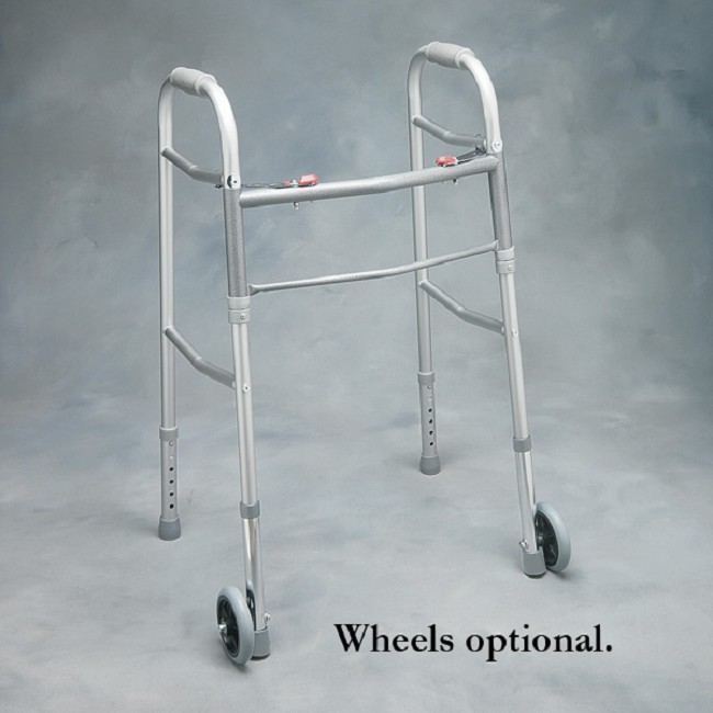 Deluxe Two Button Folding Walker without Wheels