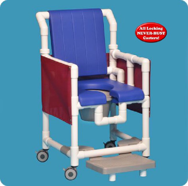 Deluxe Shower Chair Commode with Backrest and Closed Soft Seat