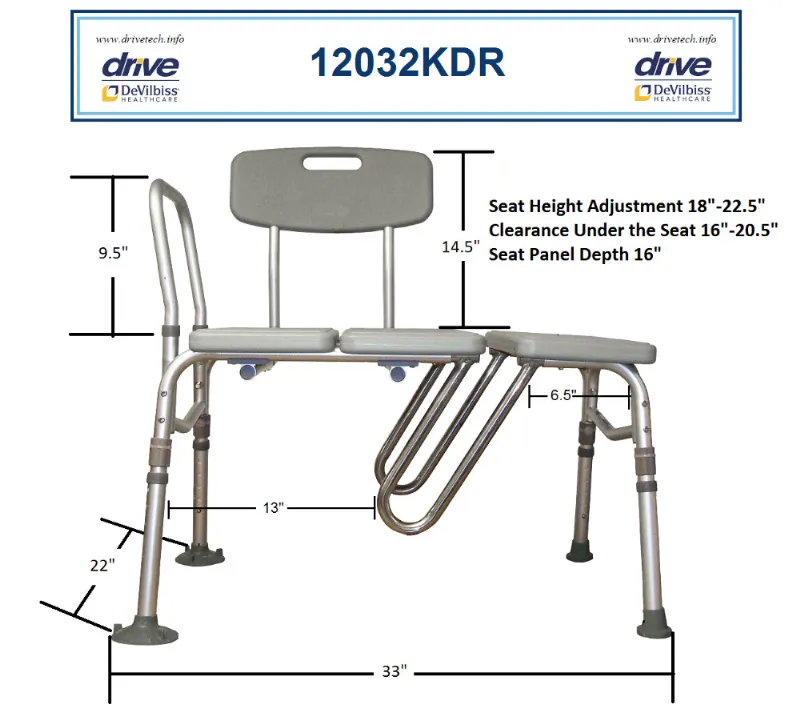 Drive Medical Splash Defense Transfer Bench with Curtain Guard
