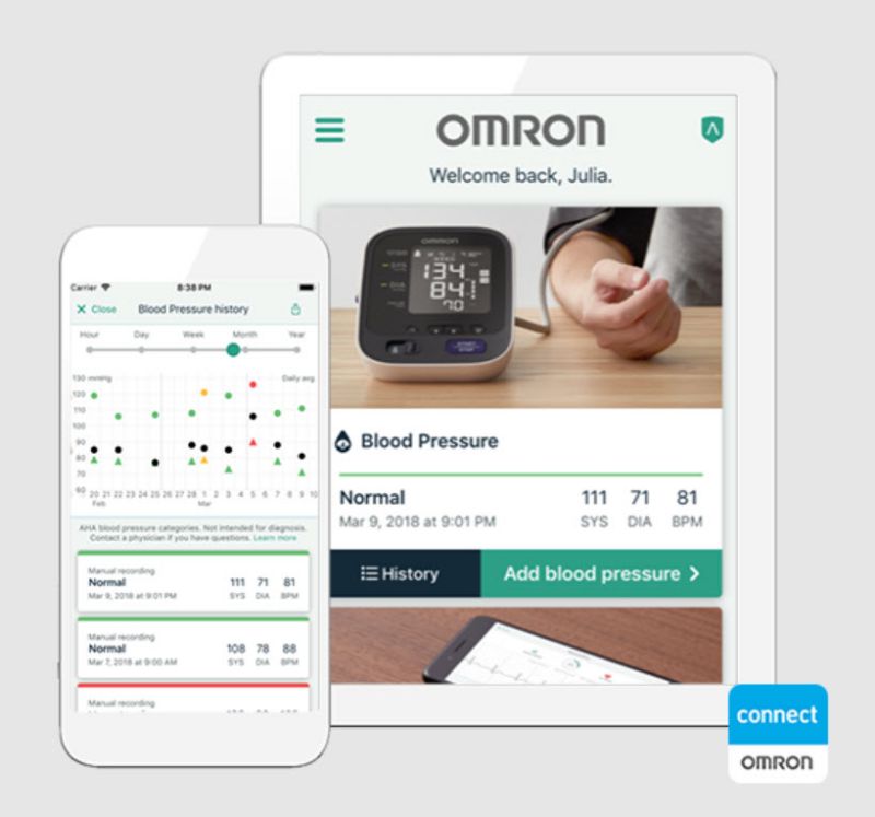 Omron 7 Series Wireless Upper Arm Blood Pressure Monitor For Blood