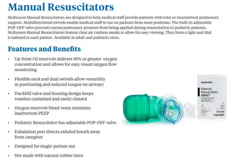 McKesson CPR Resuscitation Masks for Emergency Oxygen Adult or Pediatric