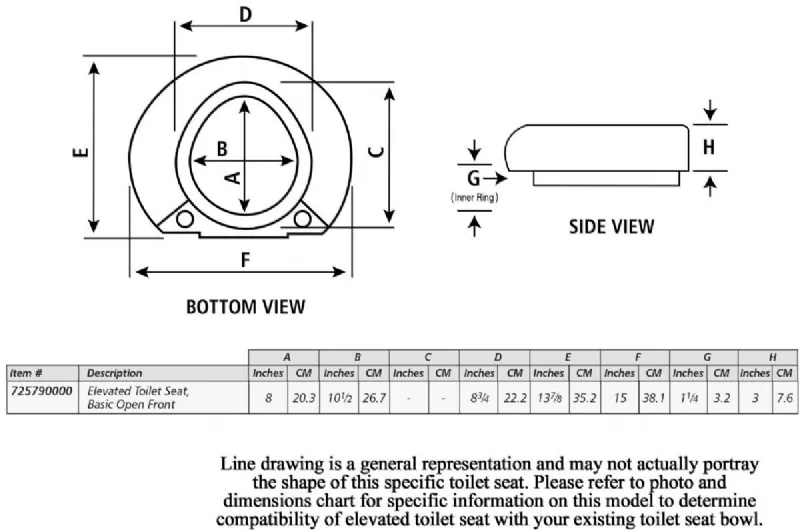 Basic OpenFront Elevated Toilet Seat by Maddak