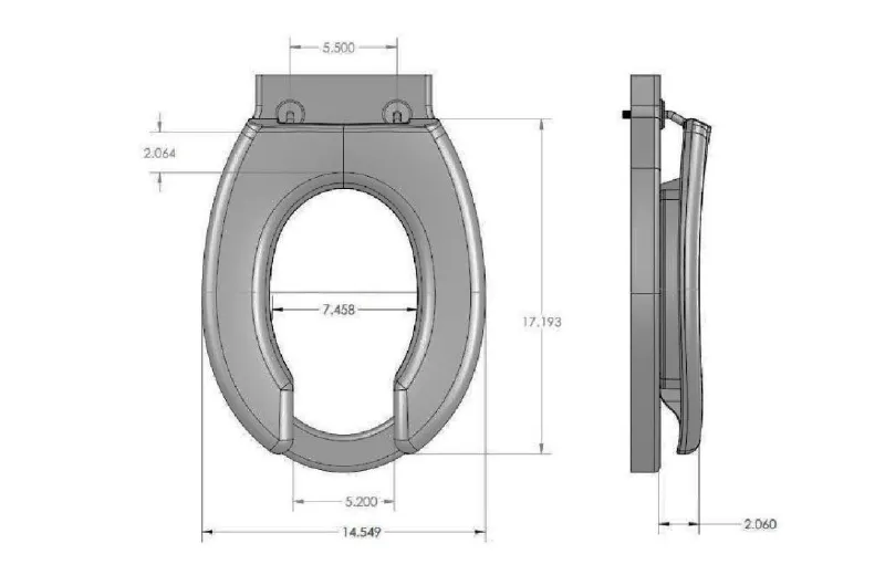 7W Big John Toilet Seat with Open Front, Large Opening, Durable ABS Plastic, and 1200 lbs. Capacity