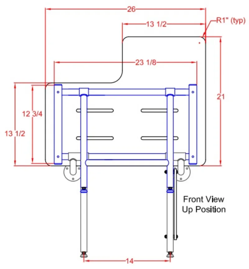 ADA Compliant Bariatric Shower Seat with 900 lbs. Capacity and Reversible Phenolic Top by