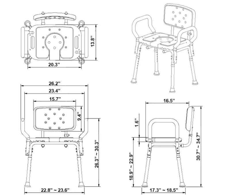 Bariatric 3 in 1 Shower Commode Chair Samson Deluxe