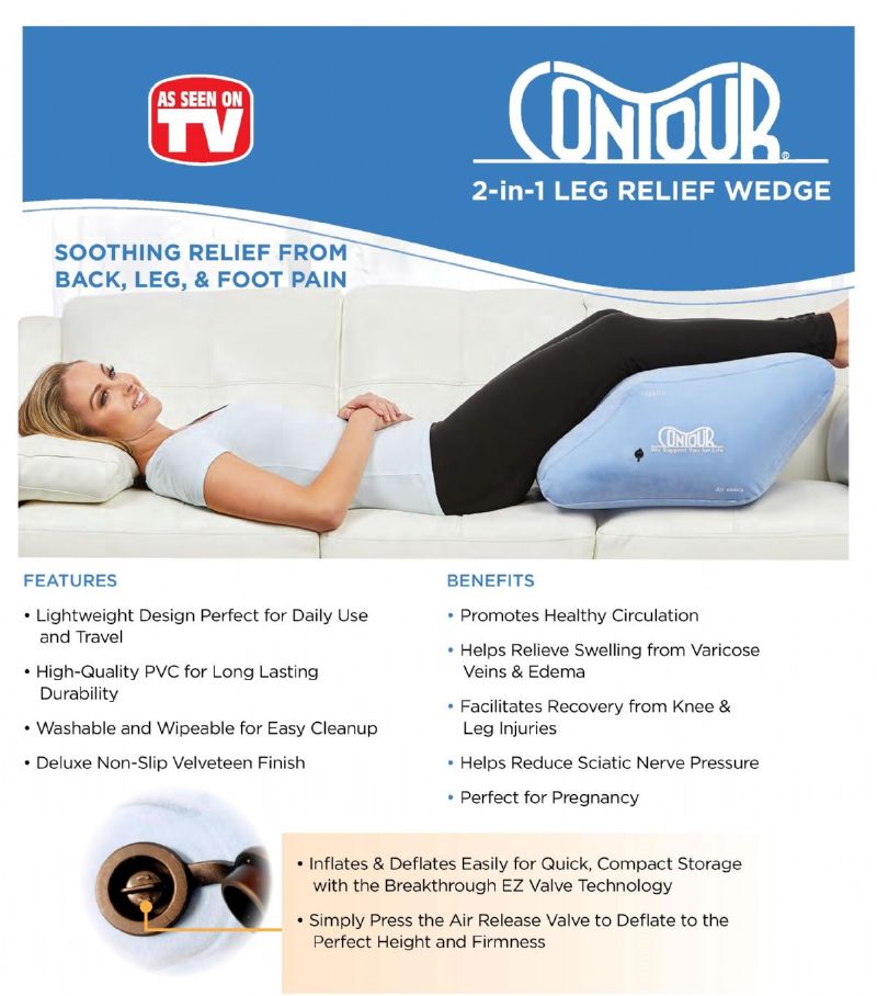 Contour Legacy Leg Pillow for Back, Hip, Legs & Knee Support Wedge &  Sciatica Nerve Pressure : : Home
