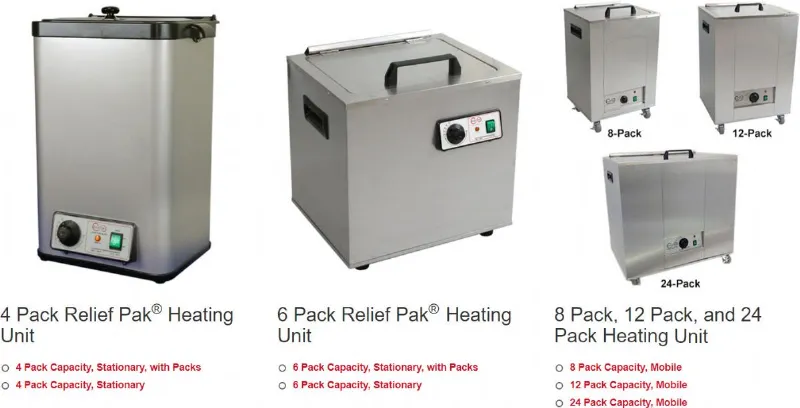 Relief Pak Heating Unit, 6-Pack Capacity, Stationary, 220V