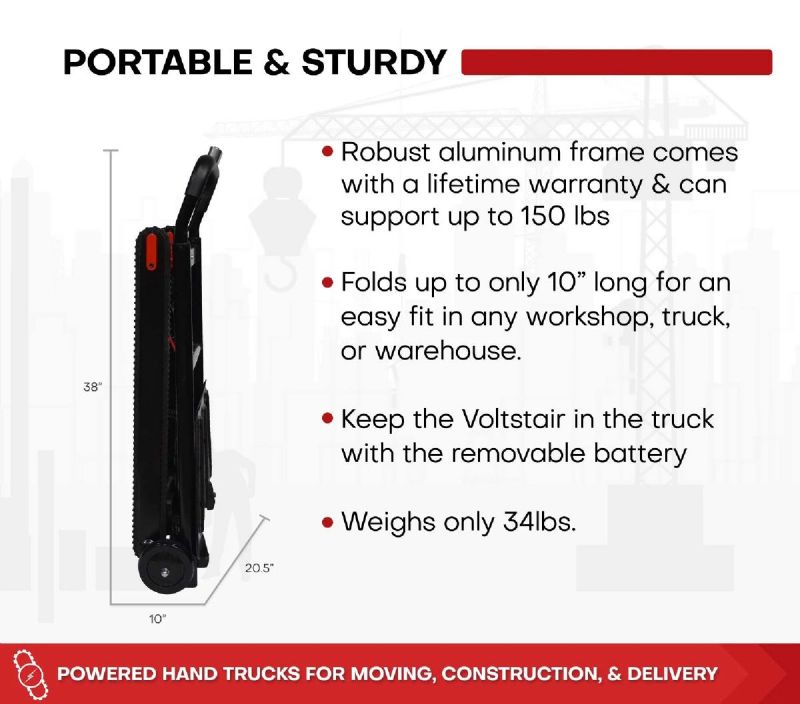 Powered Hand Truck for Stair Climbing with 150 lbs. Weight Capacity - Volstair GO Picture