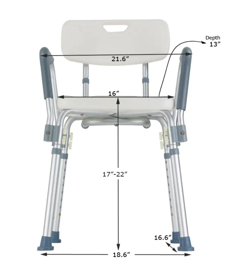 Lightweight Shower Chair with Backrest and Arm Bars by Mobb Healthcare