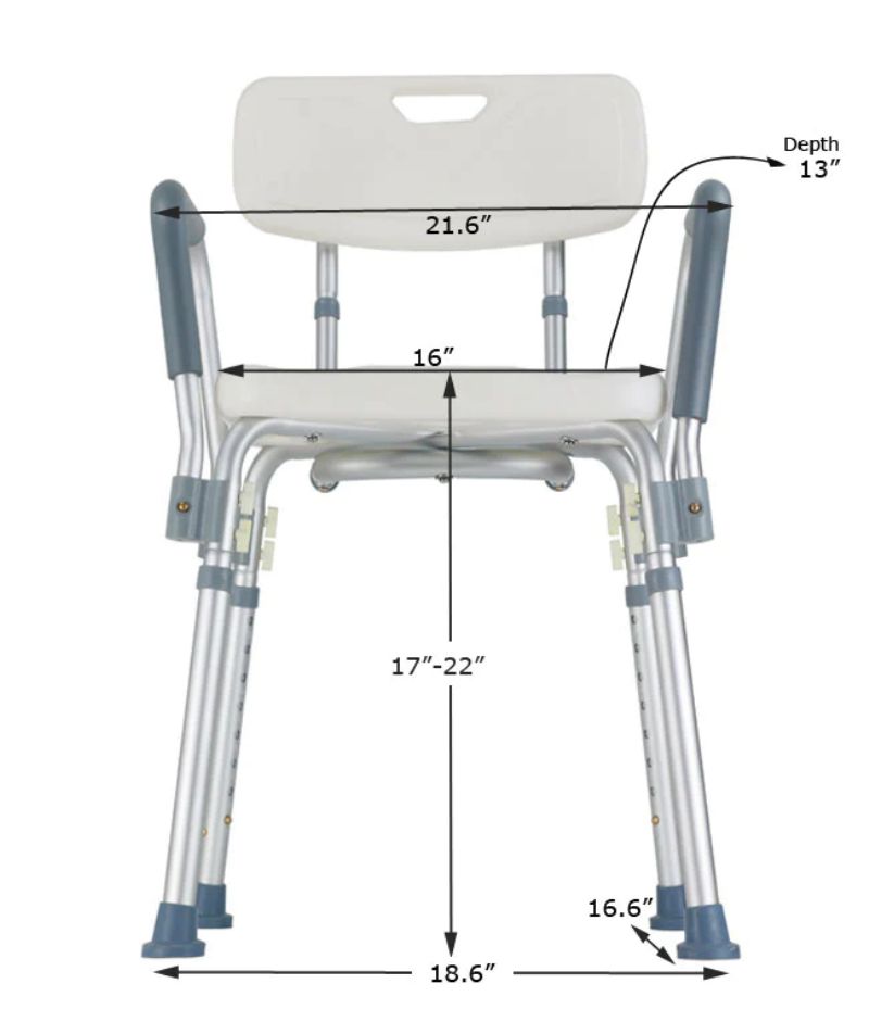 Lightweight Shower Chair with Backrest and Arm Bars by Mobb Healthcare - 300 lbs. Weight Capacity Picture