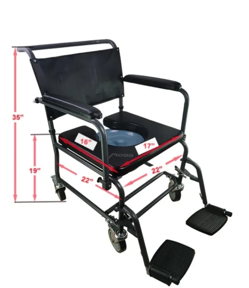 Padded Shower Commode Chair with Swing Away Footrests by Inno Medical