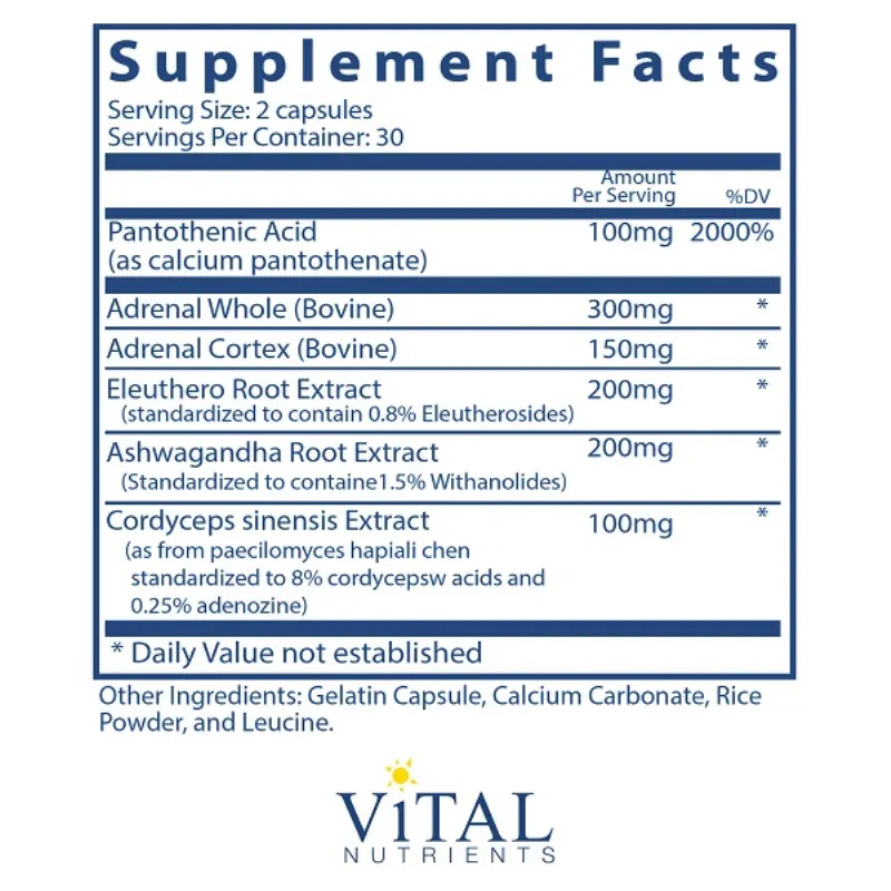 NonGMO and Allergen Free Adrenal Support from Vital Nutrients