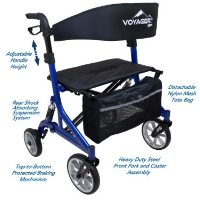 Compass Health Voyager XR Rollator with Adjustable Height
