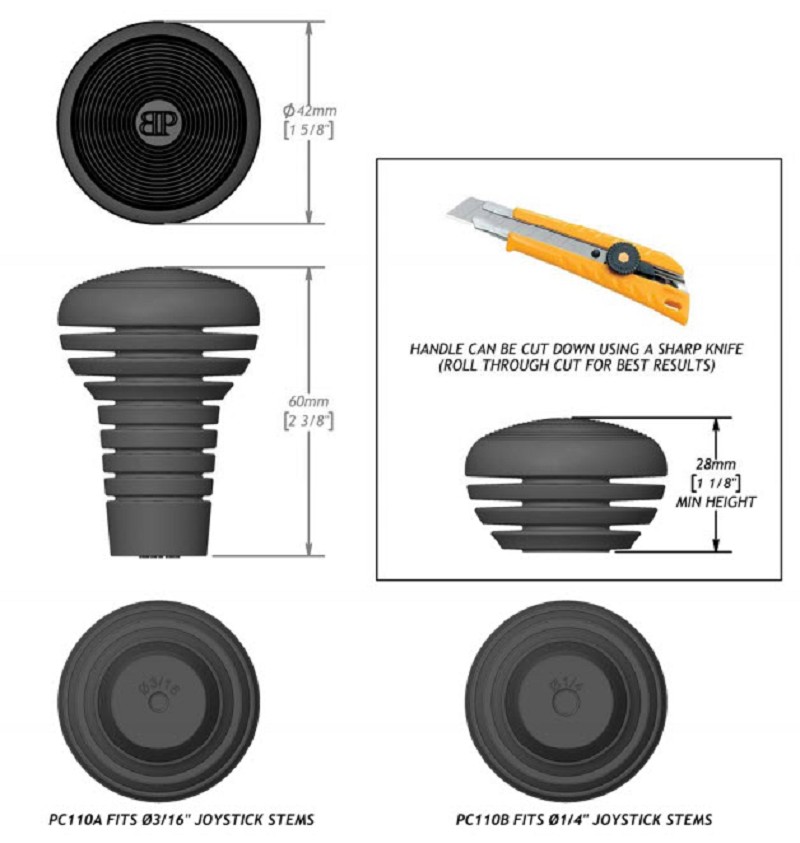 Bodypoint FlexShaft Power Chair Joystick Handles