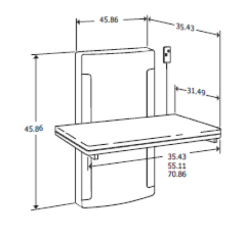 Pressalit Care Giraffe Wall Mounted Adjustable Height Changing Table
