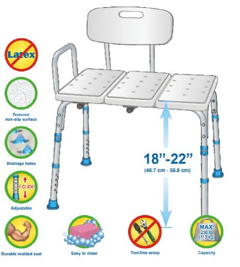 Bathtub Transfer Bench by AquaSense FREE Shipping