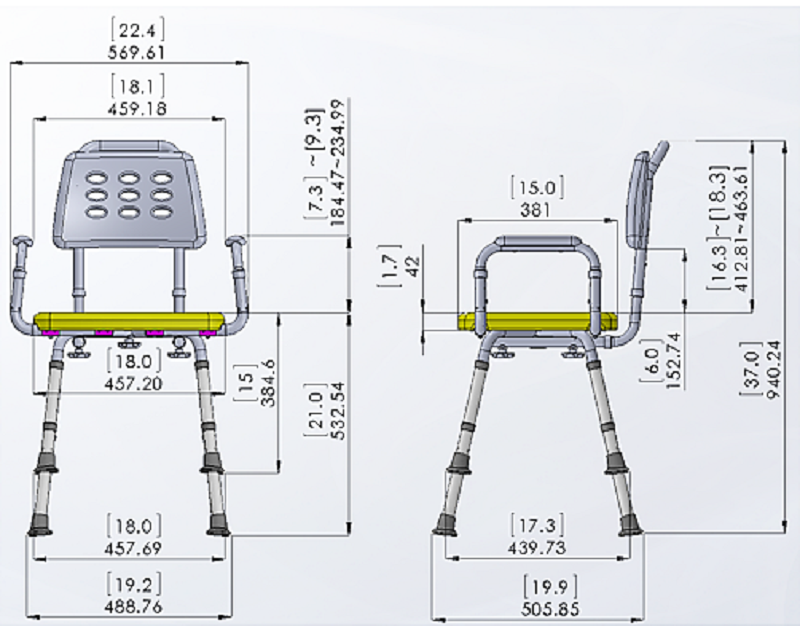 Antimicrobial HeightAdjustable Shower Chair with Microban by Medline