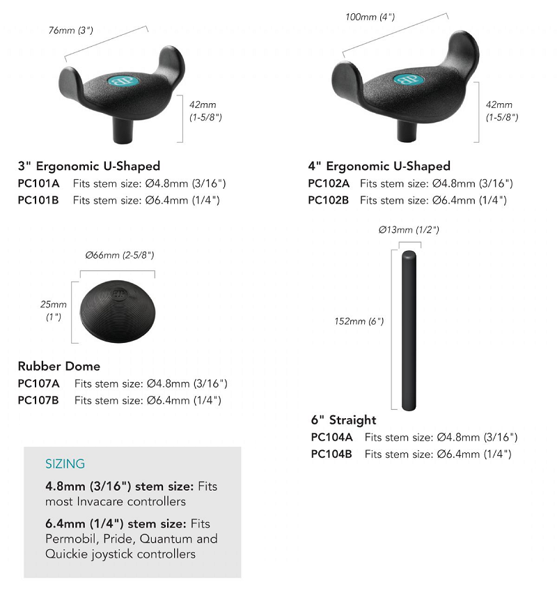 Bodypoint FlexShaft Power Chair Joystick Handles