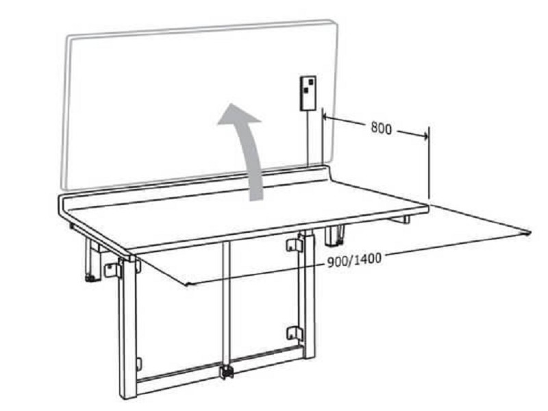 Pressalit Care Okapi Wall Mounted Adjustable Height Changing Table