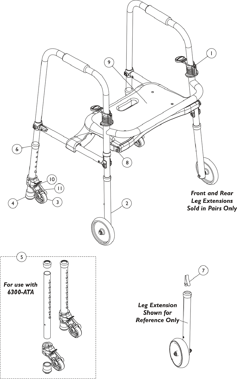 Invacare Leg Extension Kits for WalkLite Walker