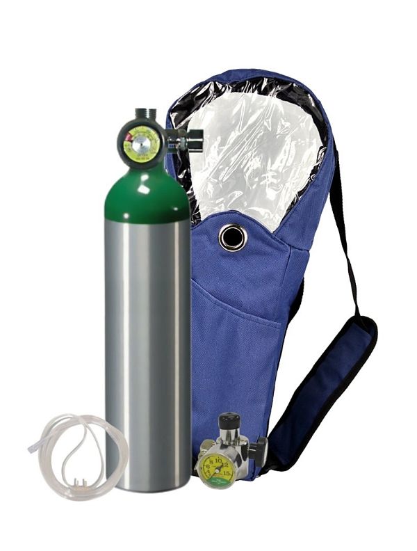Portable oxygen tank set up