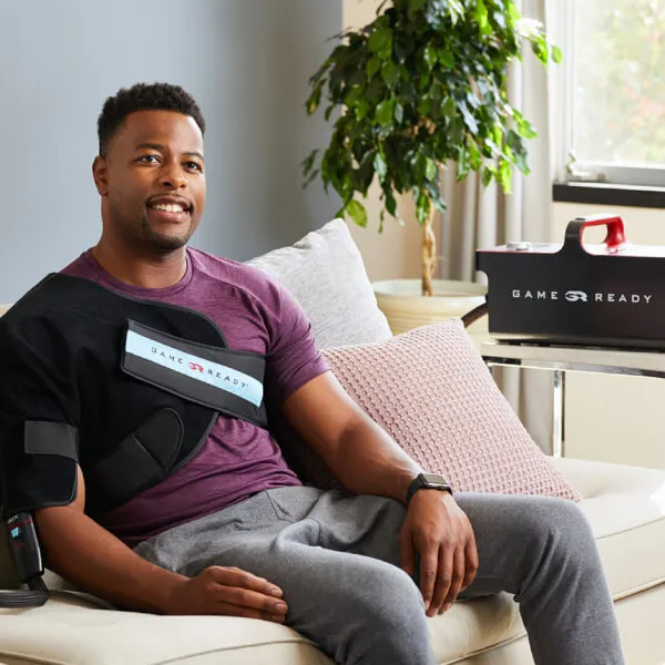 Man enjoying cryotherapy at home