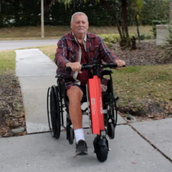 Elder man cruising comfortably on the EZRIDE+