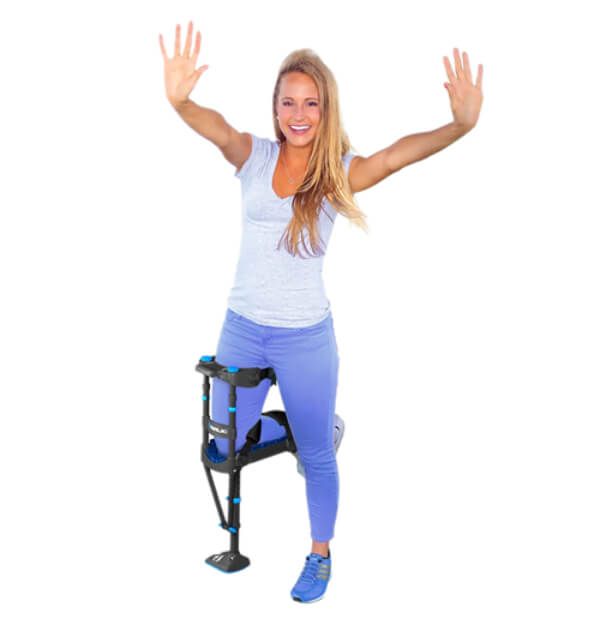 Woman standing with both hands free thanks to iWalk 3.0