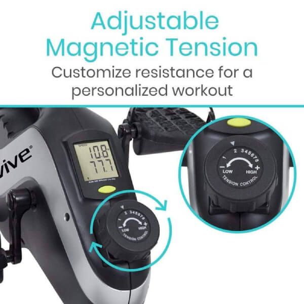The Leg Pedal Exerciser Easy to read adjustable magnetic tension control