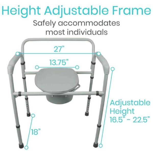 Vive Health Bariatric Commode for Bedside Toileting 500 lbs measurements