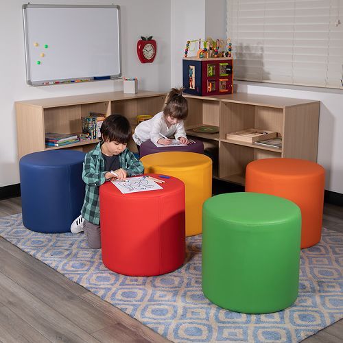 12 H Sprogs Vinyl Soft Seating Curved Stool Teal SPG-1018SF-A 
