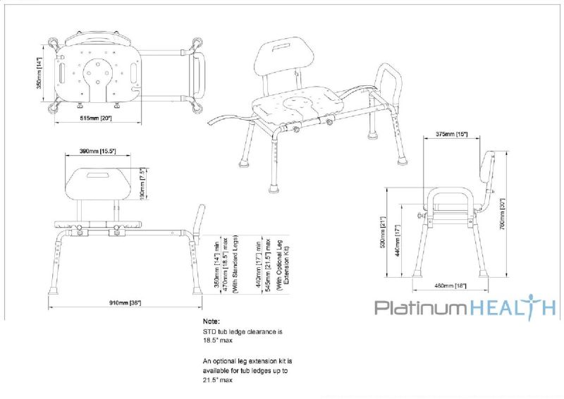 HydroGlyde Sliding Tub Transfer Bench by Platinum Health Picture