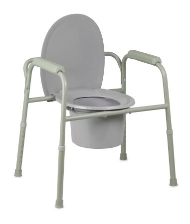 Deluxe Bathroom Stainless Steel Medical 3 in 1 Commode Over Toilet Seat with Arms Free Standing Toilet Frame Commode Chair