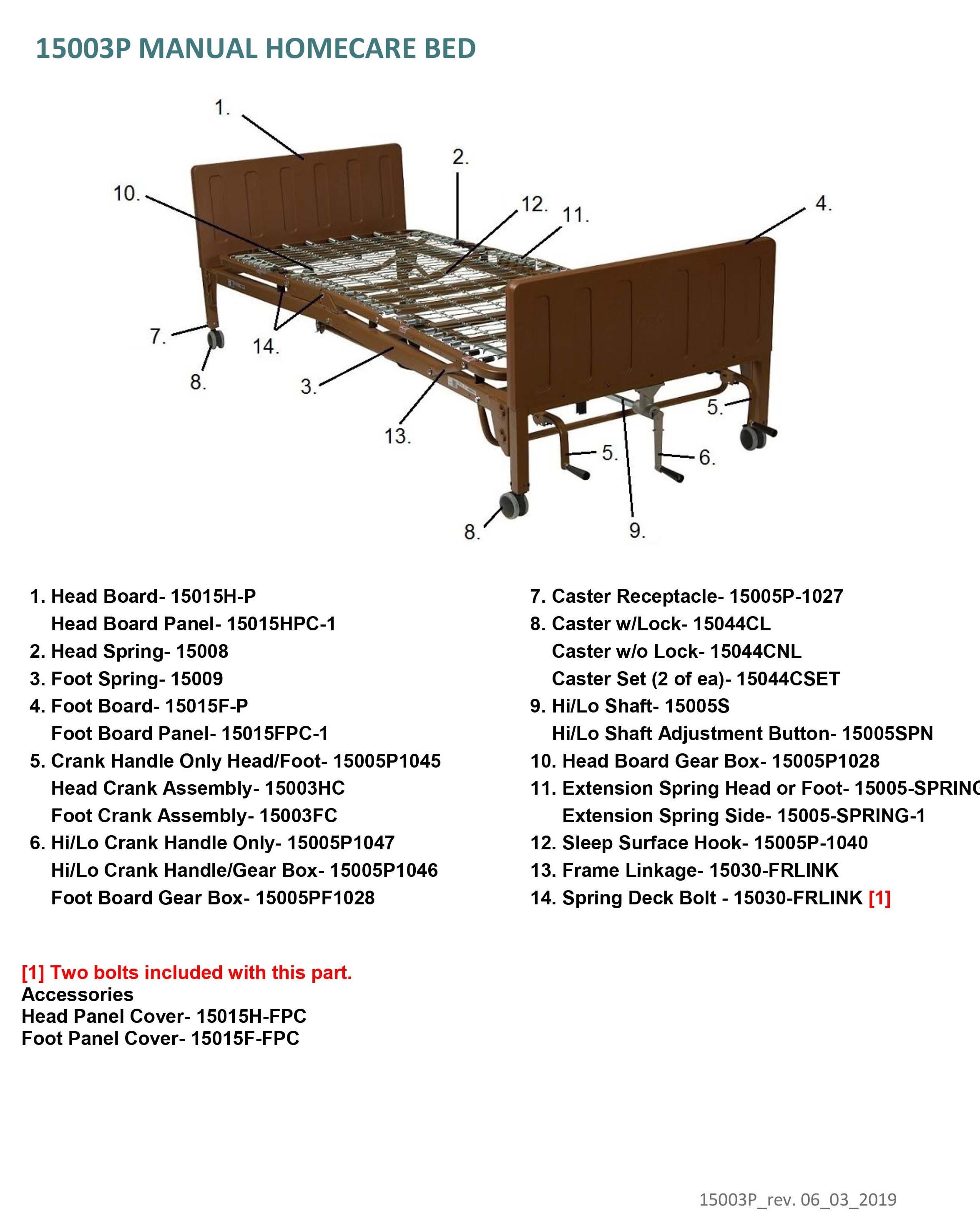 Drive Hospital Bed Adjustable Height with Manual Bed Cranks by Drive
