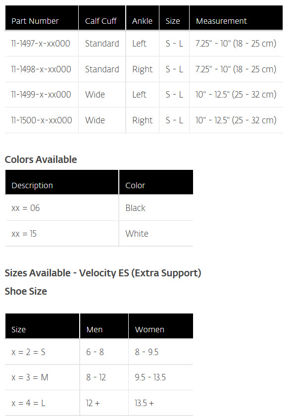 Donjoy Size Chart