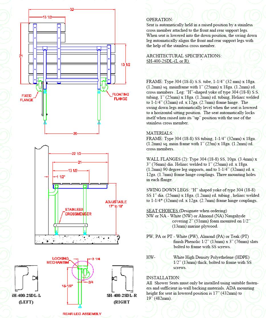 Folding Shower Transfer Bench ADA Compliant