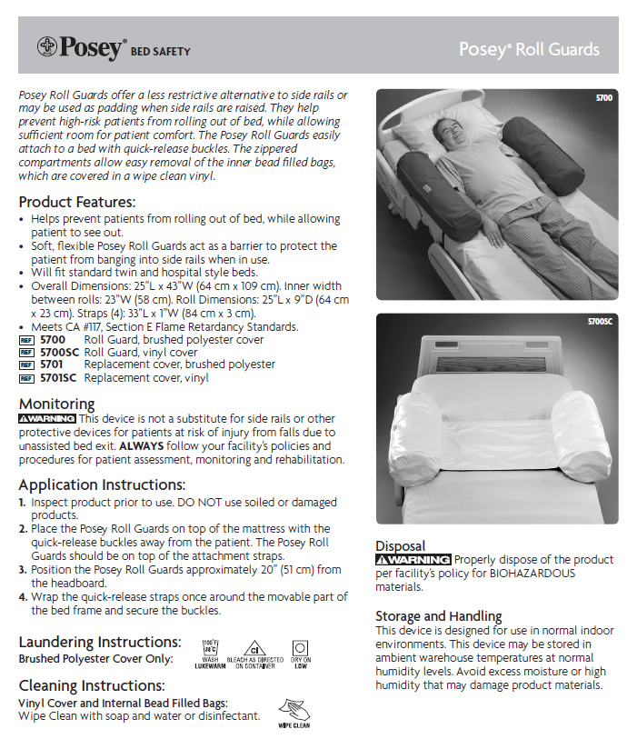 Posey Patient Safety Roll Guard for Hospital Beds