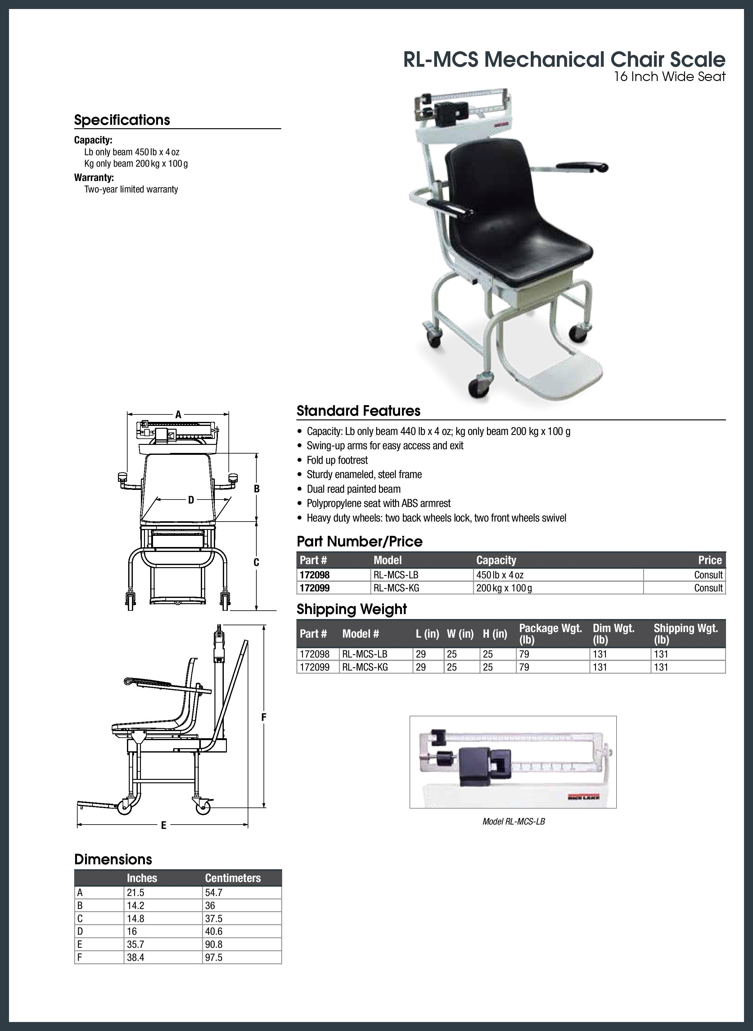 Mobile Mechanical Chair Scale by Rice Lake