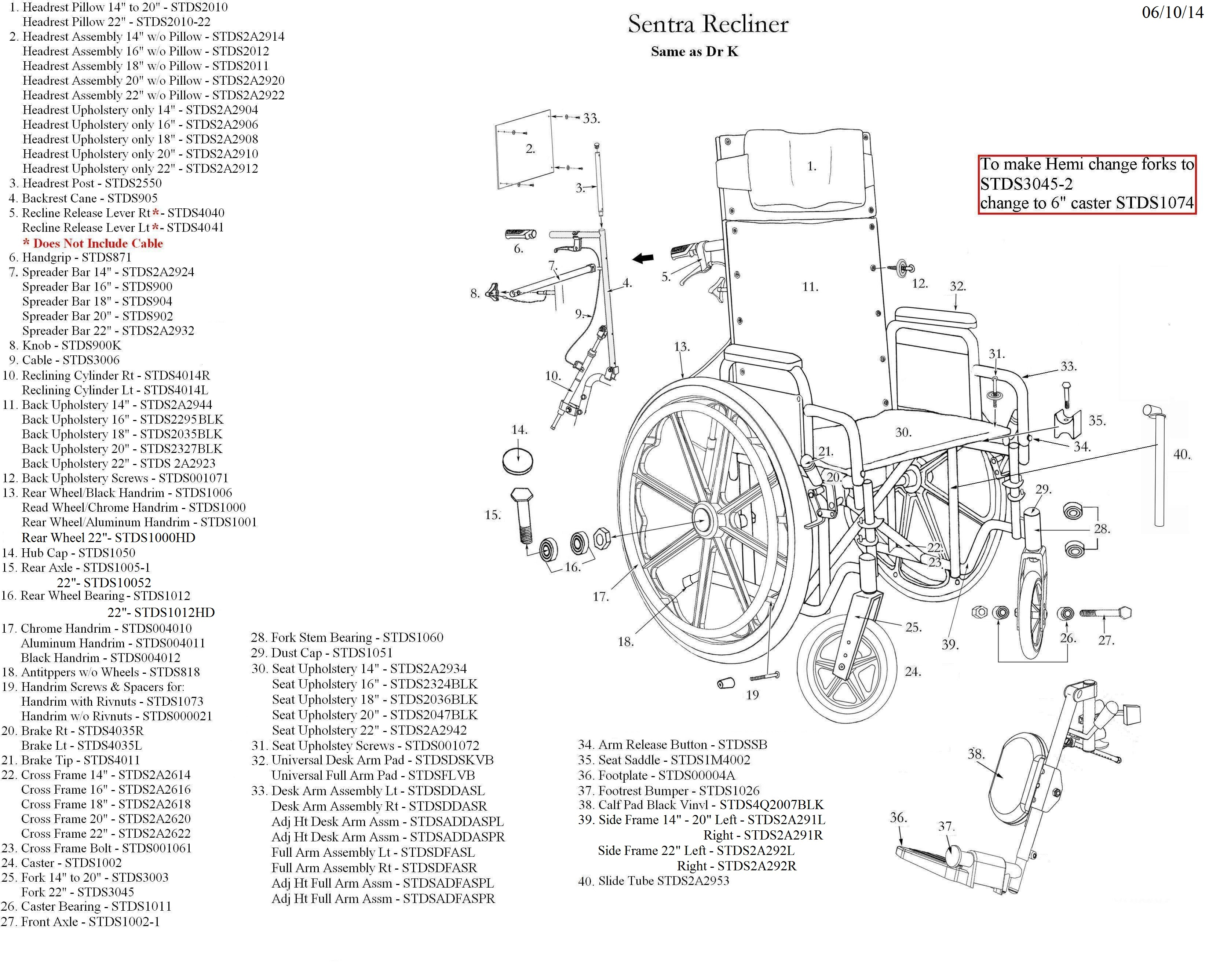 Deluxe Sentra Full Reclining Wheelchair by Drive Medical