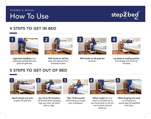 Bed Assist Step with Safety Rail for Bariatric Patients and LED Light
